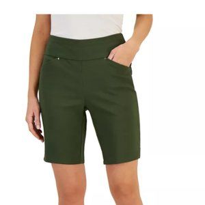 Women's Mid Rise Pull-On Bermuda Shorts, Created for Macy's INC - Costal Green